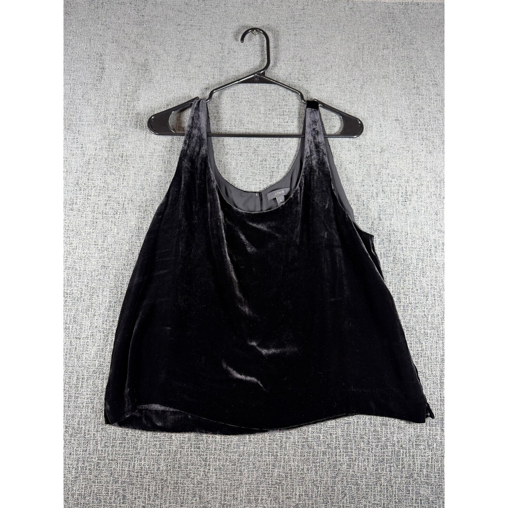 J.Crew Womens Black Velvet Sleeveless Tank Top Scoop Neck Blouse XL